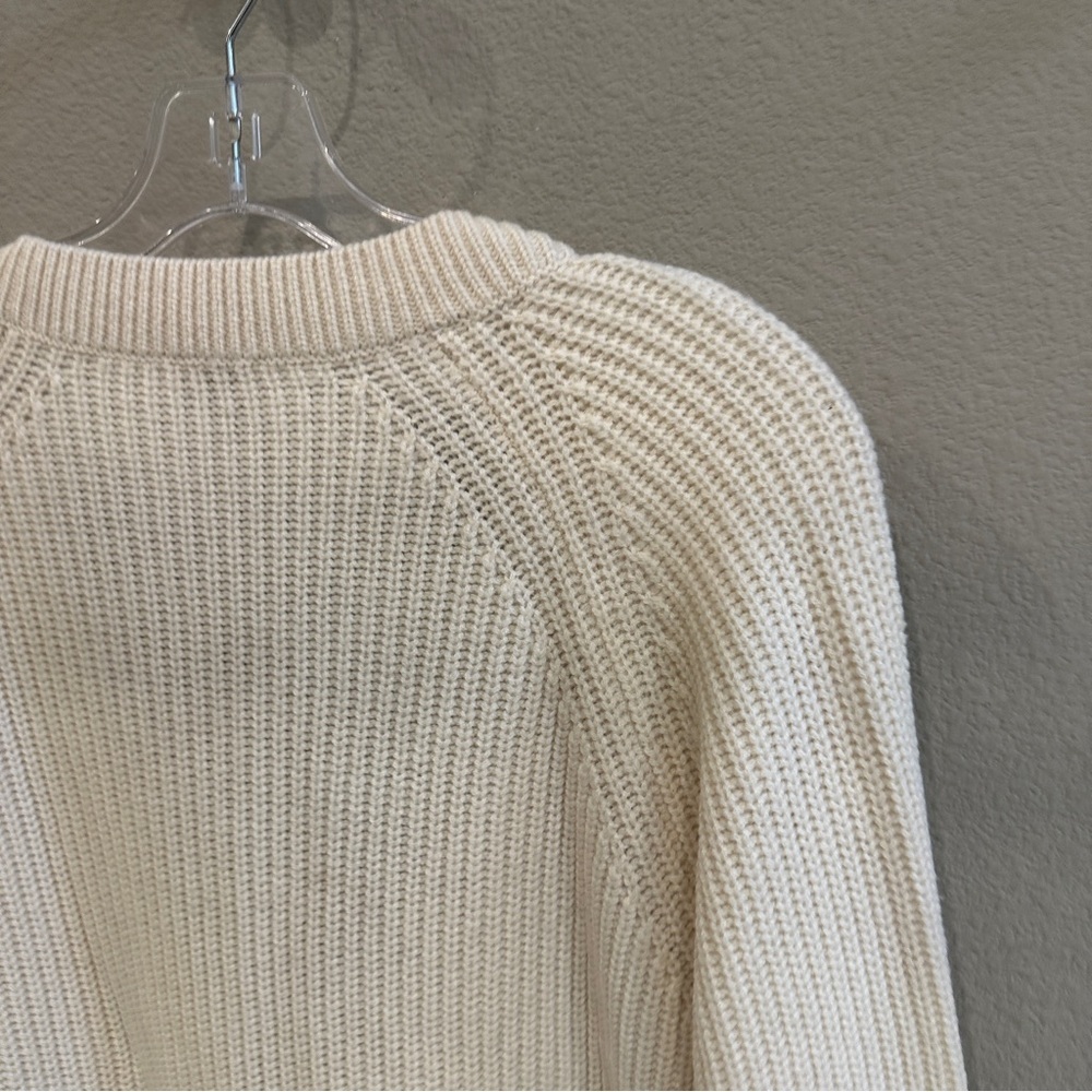 Iris and Ink | L | 3 button Cream Women's boyfriend cardigan vneck long cardi - Picture 5 of 7